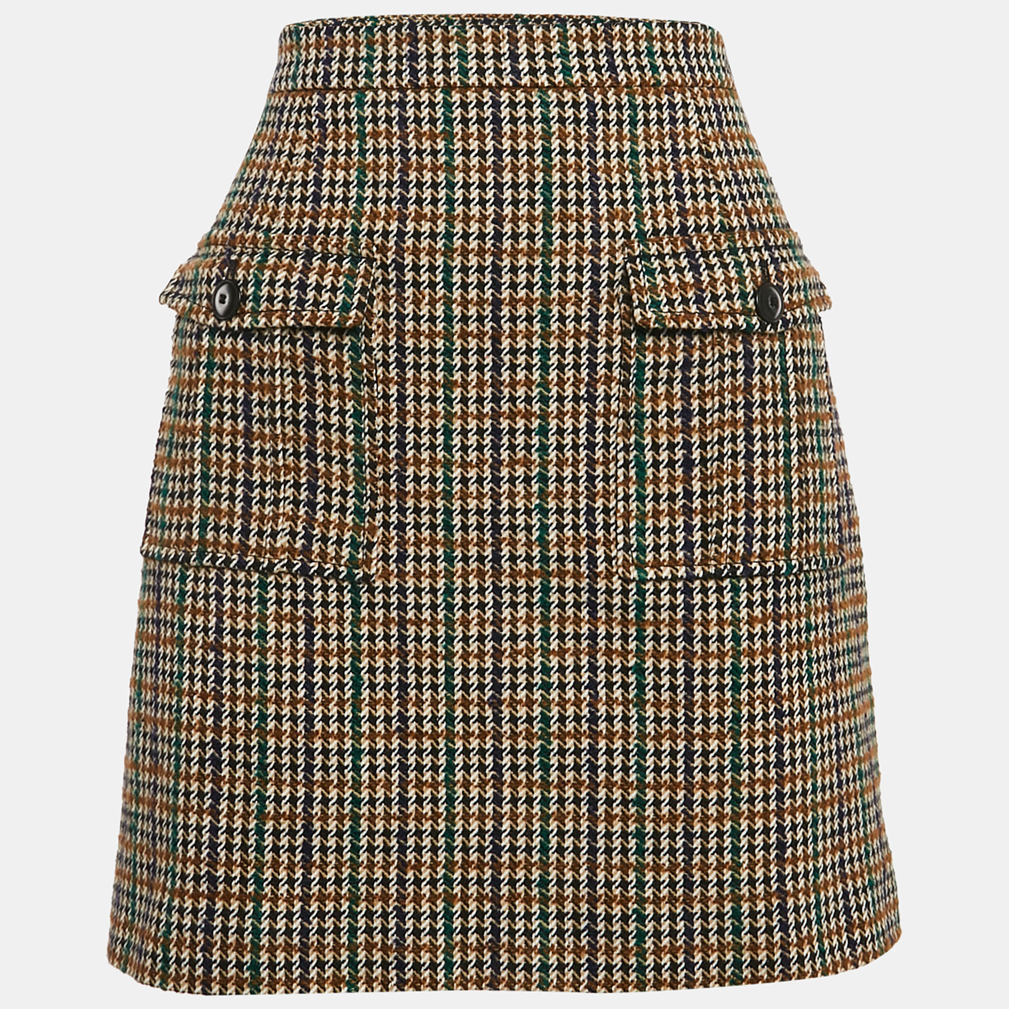 

Claudie Pierlot Brown/Green Wool Tweed Mini Skirt M