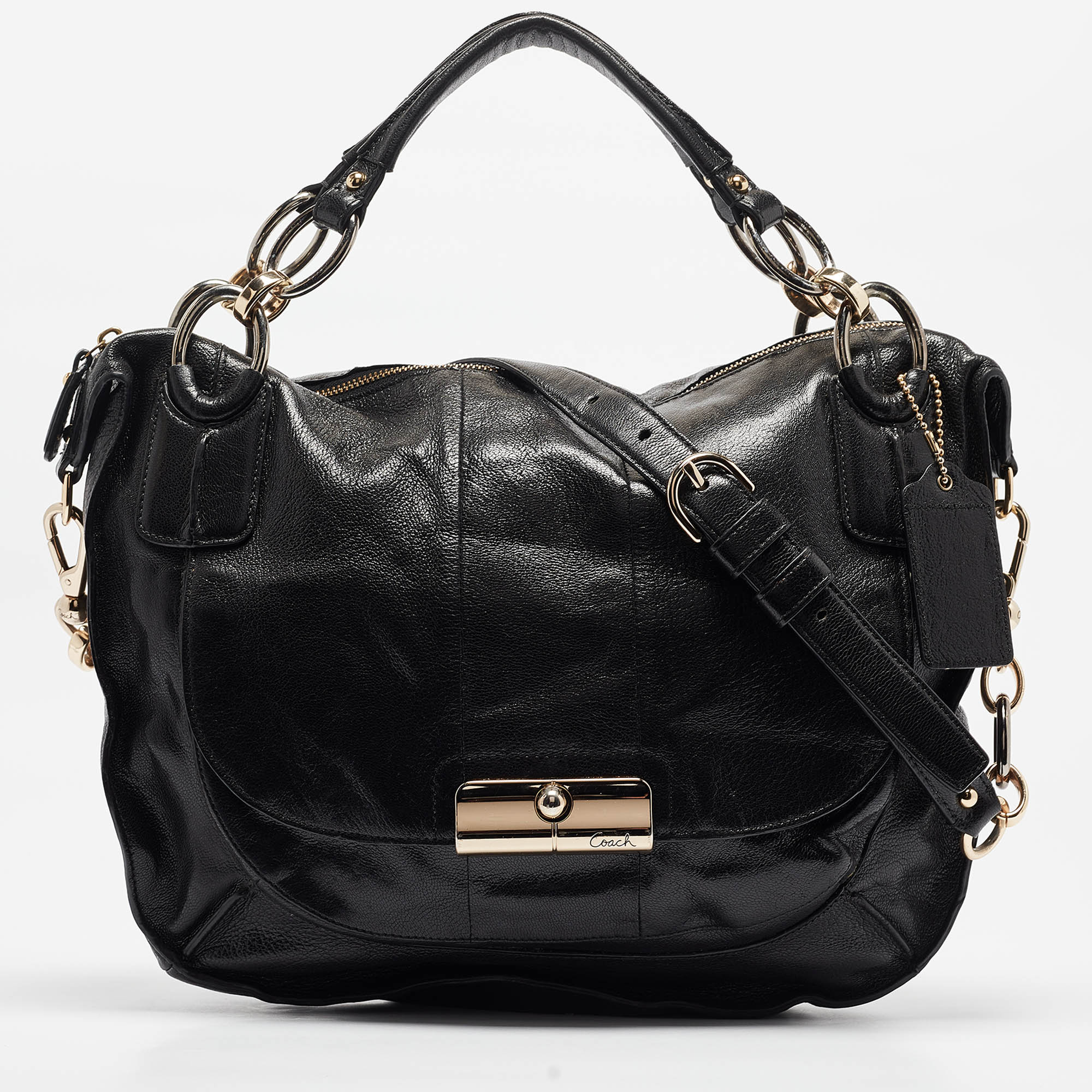 

Coach Black Glossy Leather Kristin Shoulder Bag