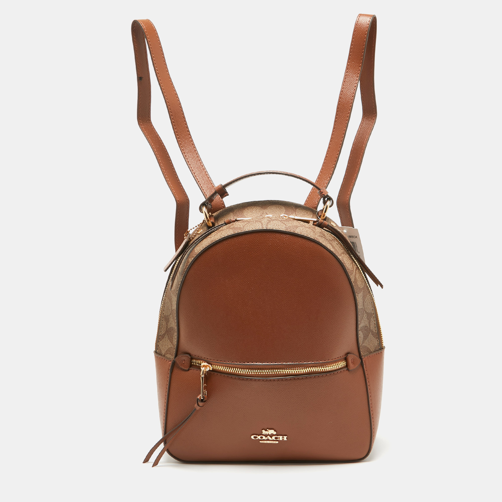 

Coach Brown Signature Coated Canvas and Leather Jordyn Backpack