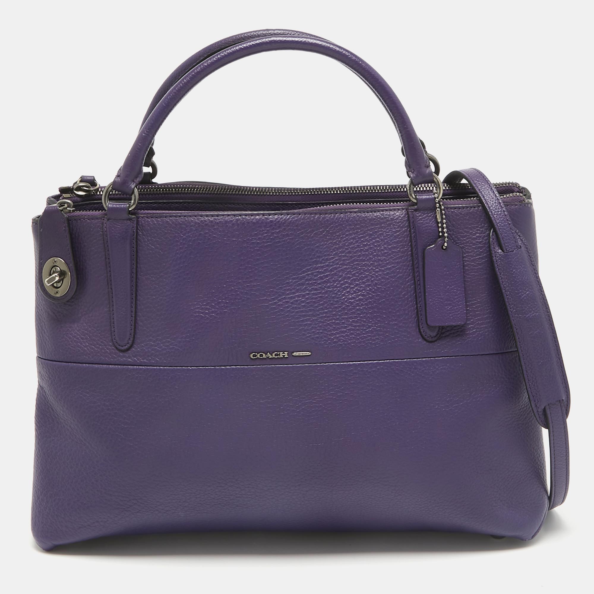 

Coach Purple Leather Large Borough Tote