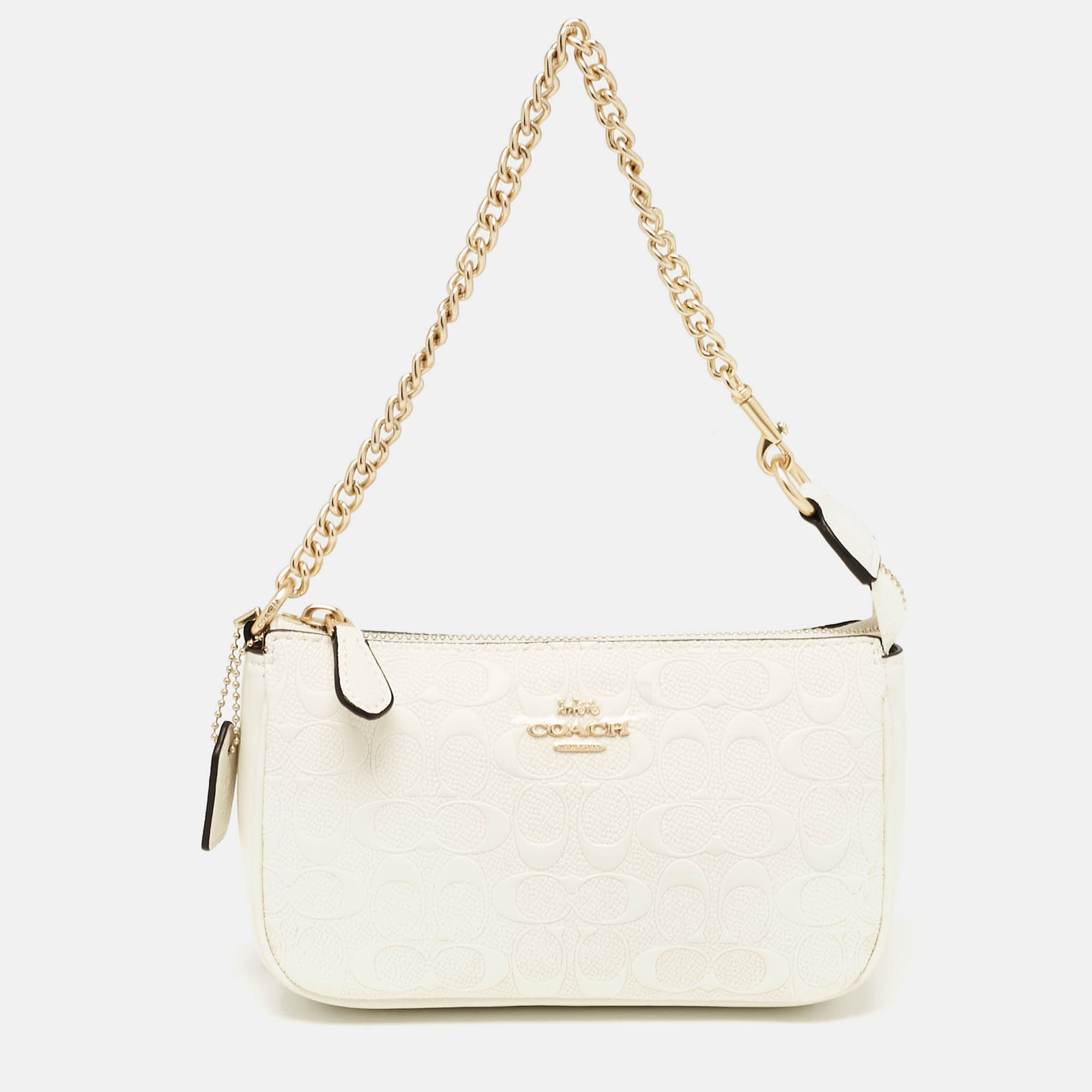 

Coach White Signature Leather Nolita Pochette Bag