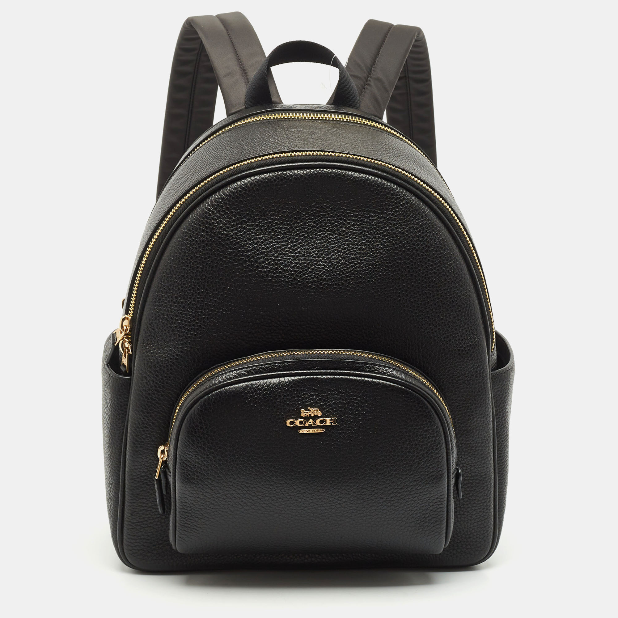 

Coach Black Leather Court Backpack