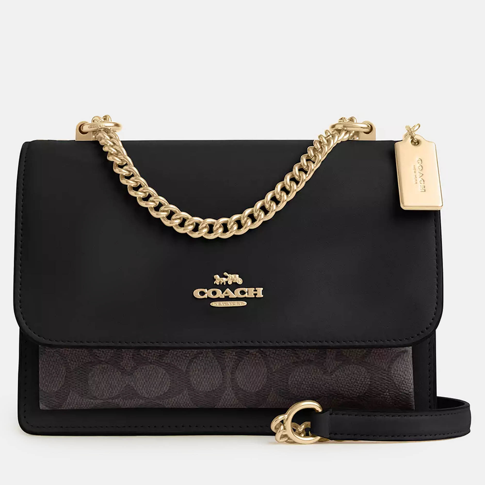 

Coach Klare Signature Canvas and Leather Walnut/Black Crossbody Bag, Beige