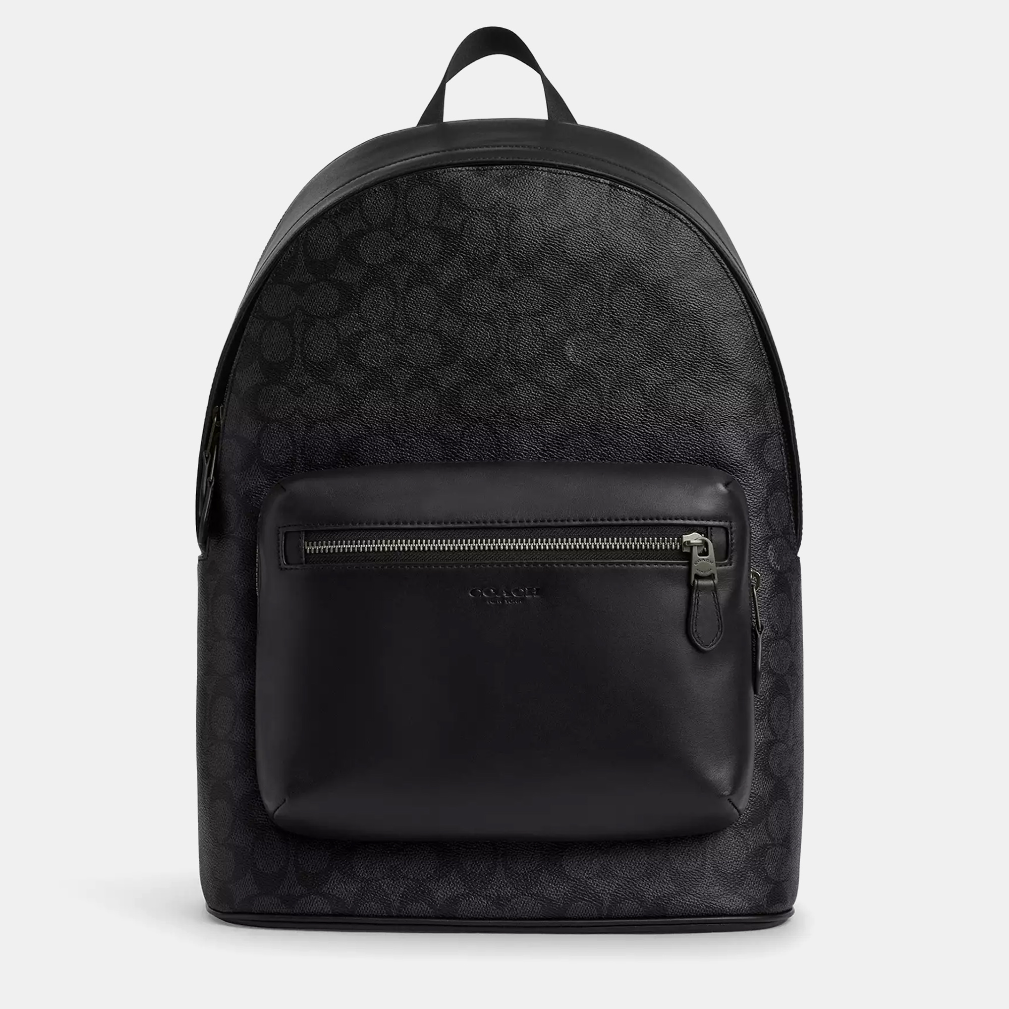 Pre-owned Coach West Signature Canvas Gunmetal Charcoal Black Backpack