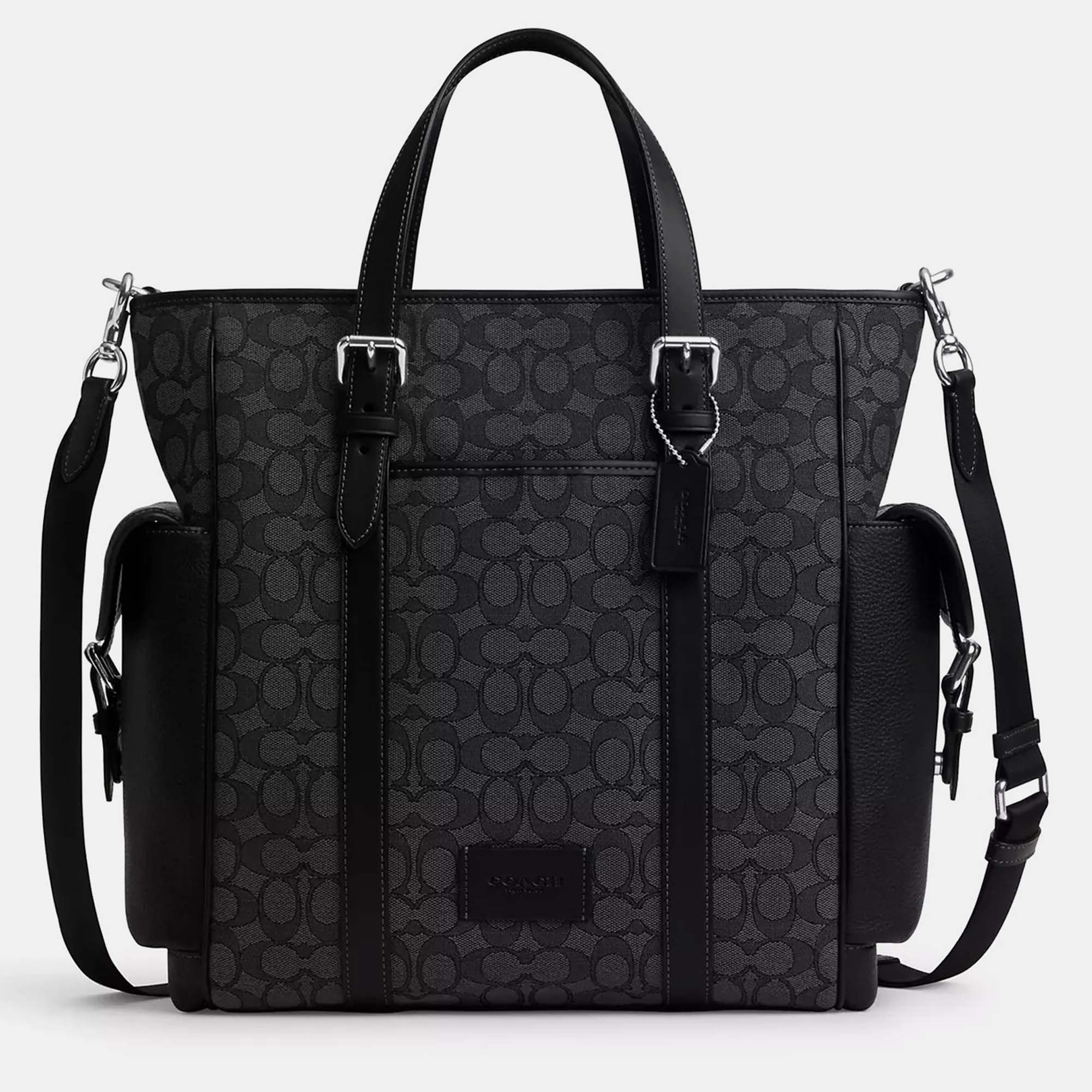Pre-owned Coach Sprint Black Signature Jacquard Canvas Tote Bag