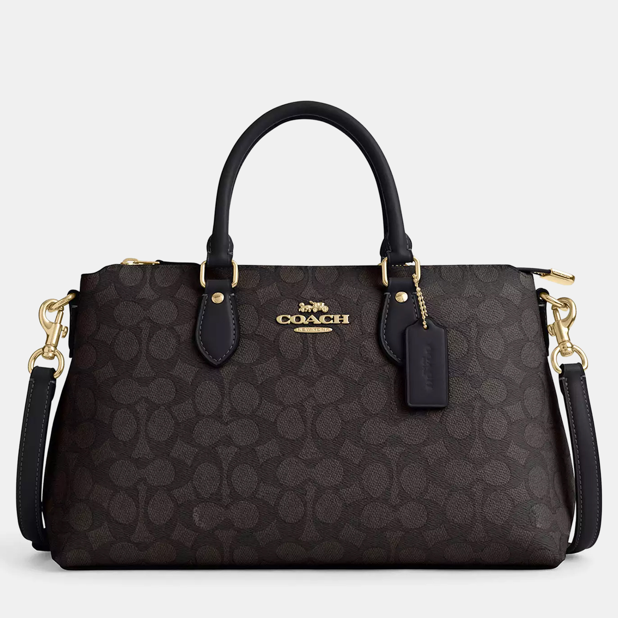 

Coach Georgia Signature Canvas Black Leather Satchel Bag