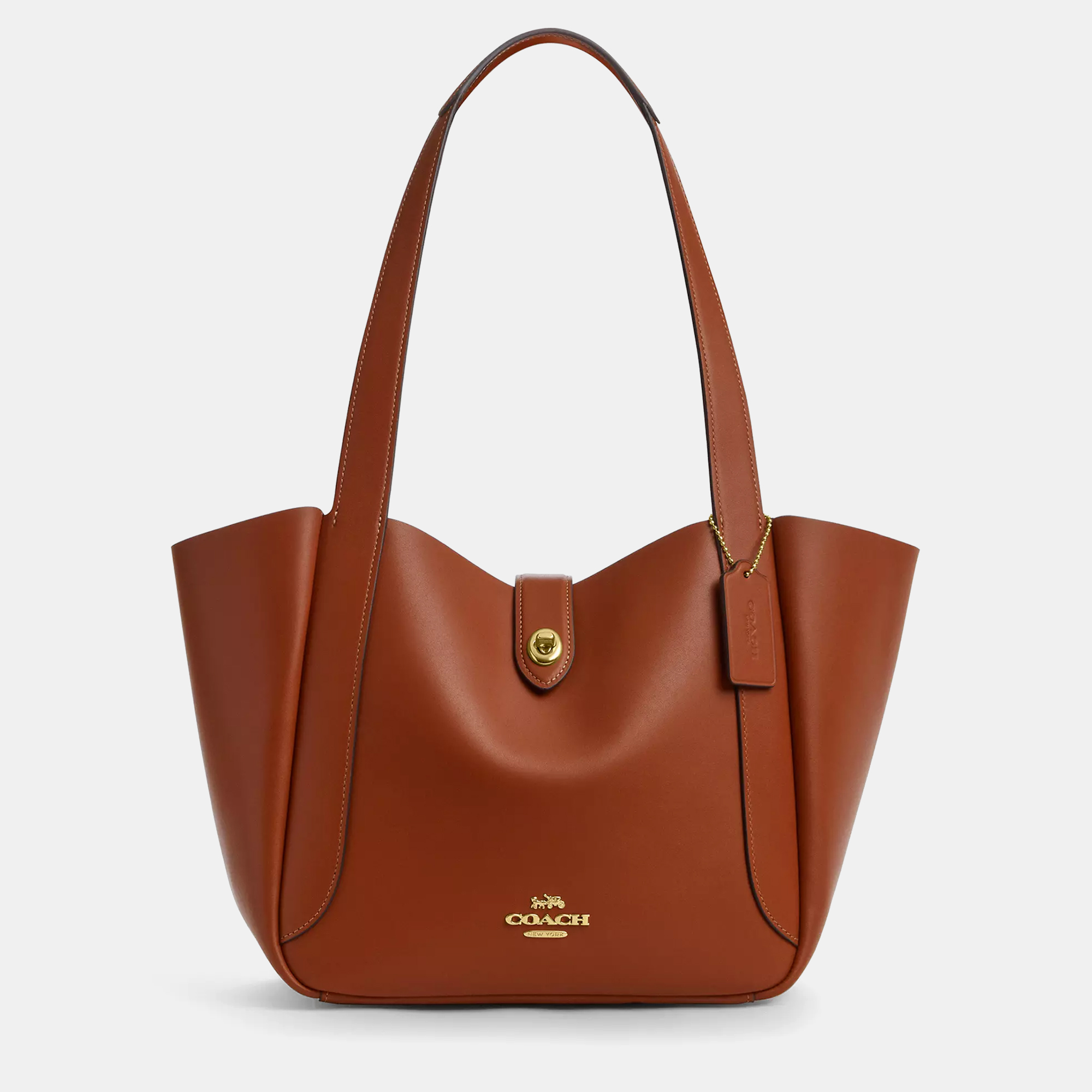 

Coach Hadley Turnlock Tan Leather Tote Bag