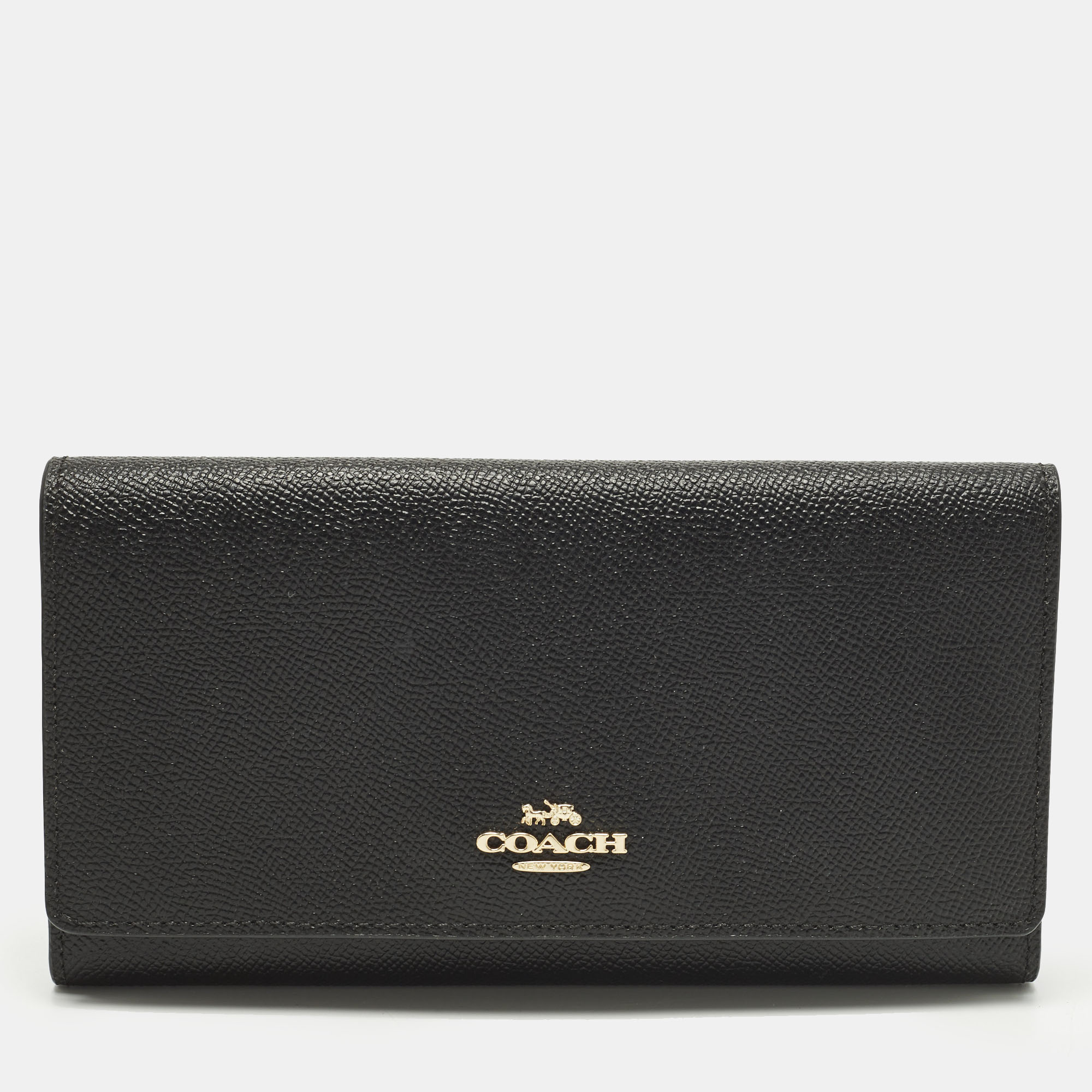 

Coach Black Leather Slim Trifold Wallet