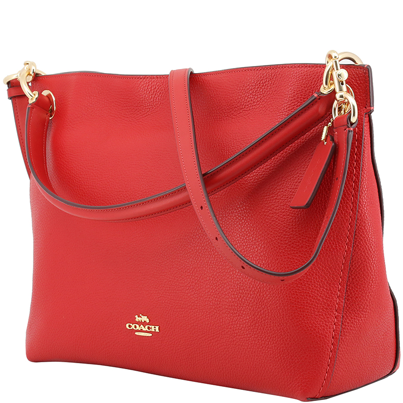 

Coach Red Pebbled Leather Clarkson Hobo