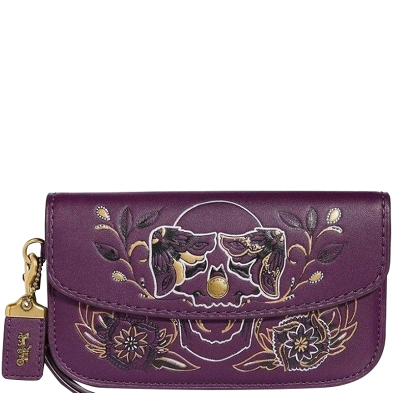 

Coach Purple Leather Tattoo Wristlet Clutch