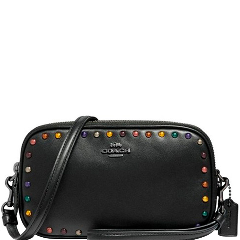 Coach Black Leather Sadie Crossbody Bag