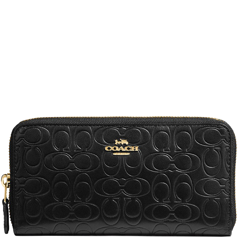

Coach Black Signature Leather Zip Around Wallet
