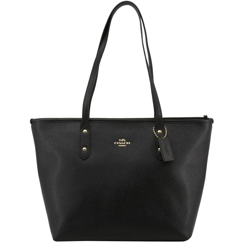 Pre Owned حقيبة يد كوتش سحاب سيتي جلد حُبيبي سوداء