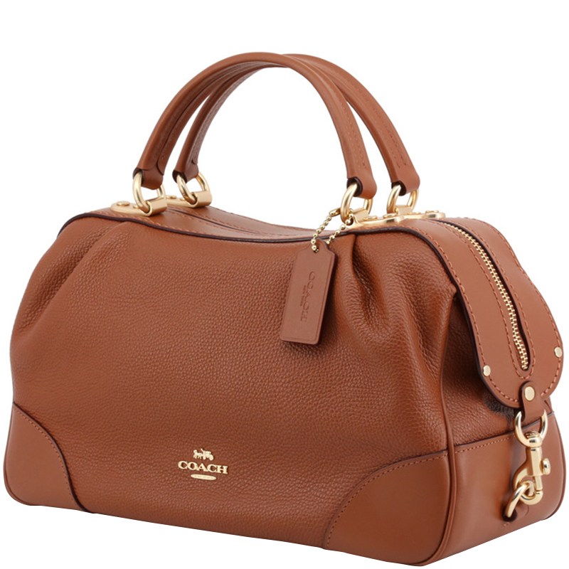 

Coach Brown Polished Pebble Leather Lane Satchel Bag