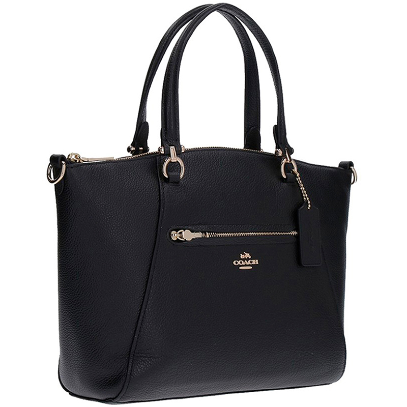 

Coach Black Pebbled Leather Prairie Satchel Bag