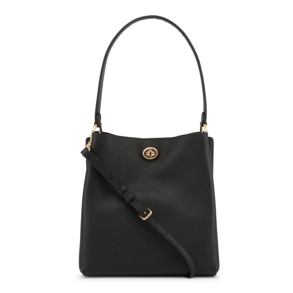 Coach Black Polished Pebble Leather Charlie Bucket Bag
