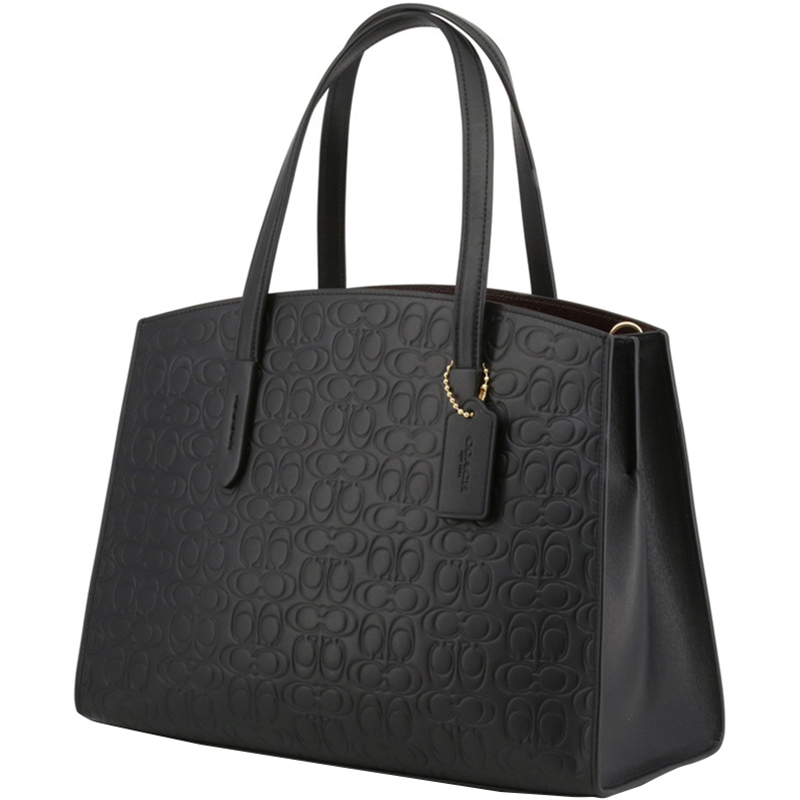 

Coach Black Signature Leather Charlie Carryall Bag