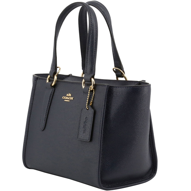 

Coach Navy Blue Crossgrain Leather Crosby Carryall 21 Bag