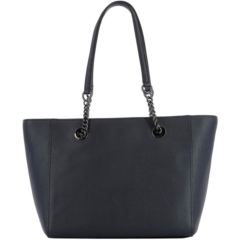 

Coach Navy Blue Leather Turnlock Chain Tote