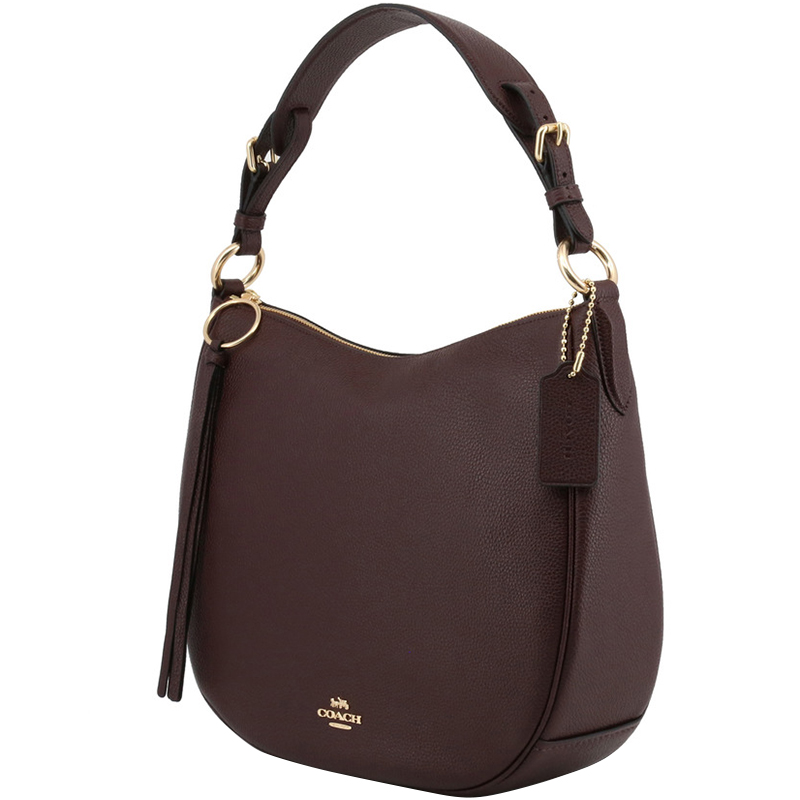 

Coach Oxblood Polished Pebble Leather Sutton Hobo, Burgundy