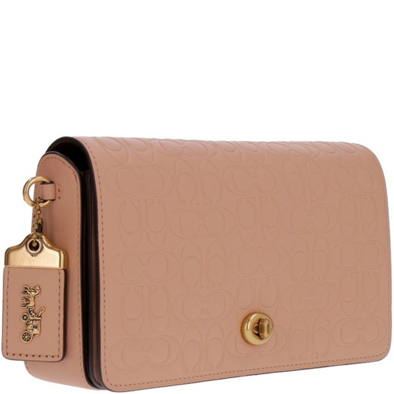 

Coach Pink Signature Leather Dinky Crossbody Bag