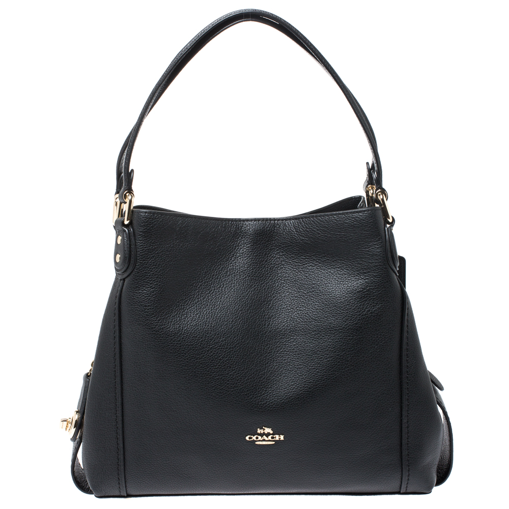 Coach Black Leather Edie 31 Shoulder Bag