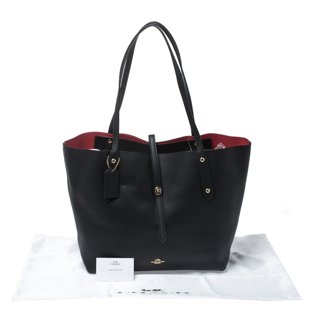 Coach market leather tote hotsell bag black