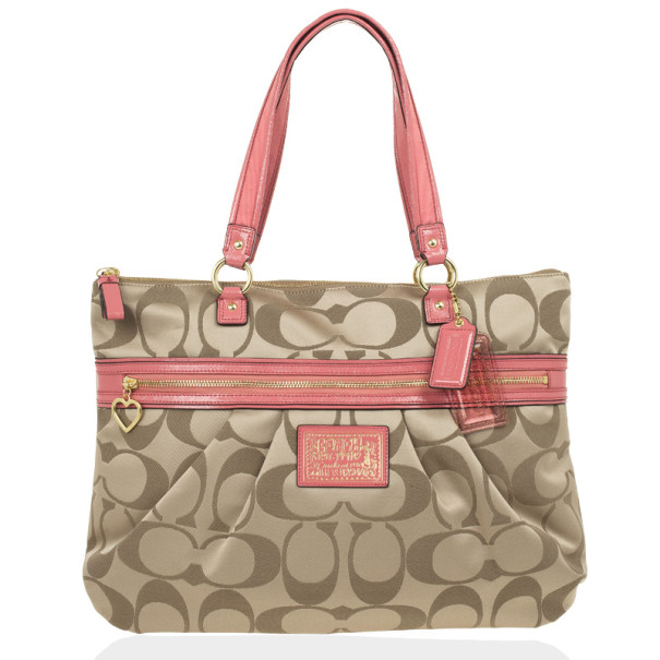 Pre Owned Coach Daisy Signature Coral Tote