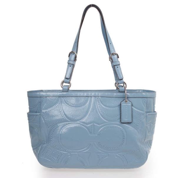 Pre Owned Coach Baby Blue Patent Tote