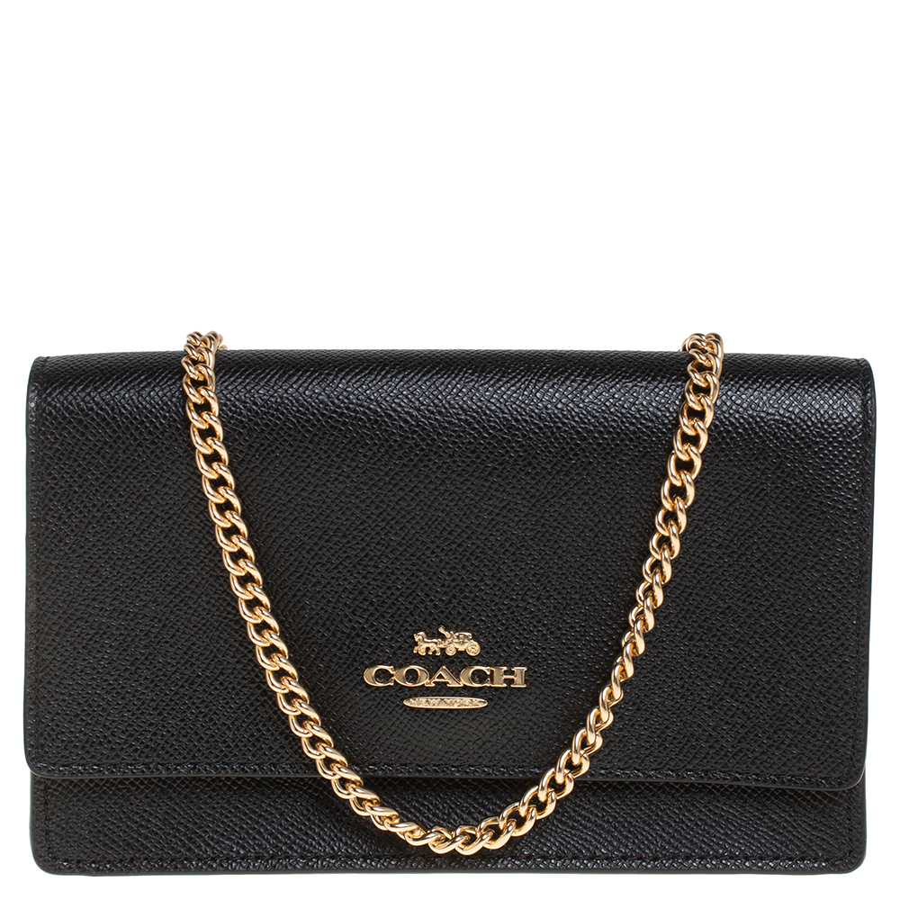 

Coach Black Leather Boxed Flap Belt Bag