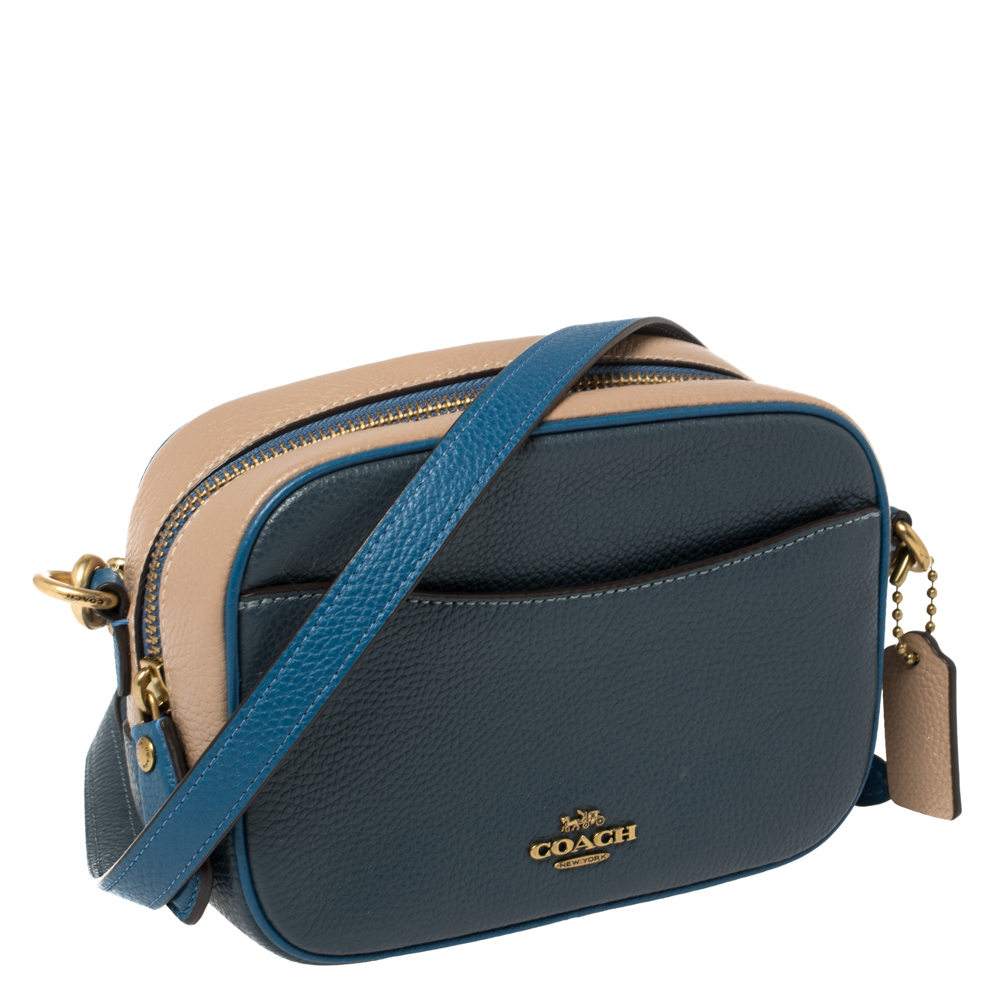 Coach Blue Leather Double Zip Camera Crossbody Bag Coach | The Luxury Closet