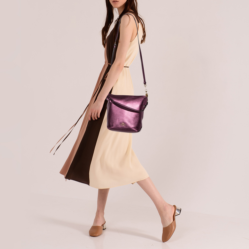 

Coach Purple Leather Mini Abby Duffle Crossbody Bag