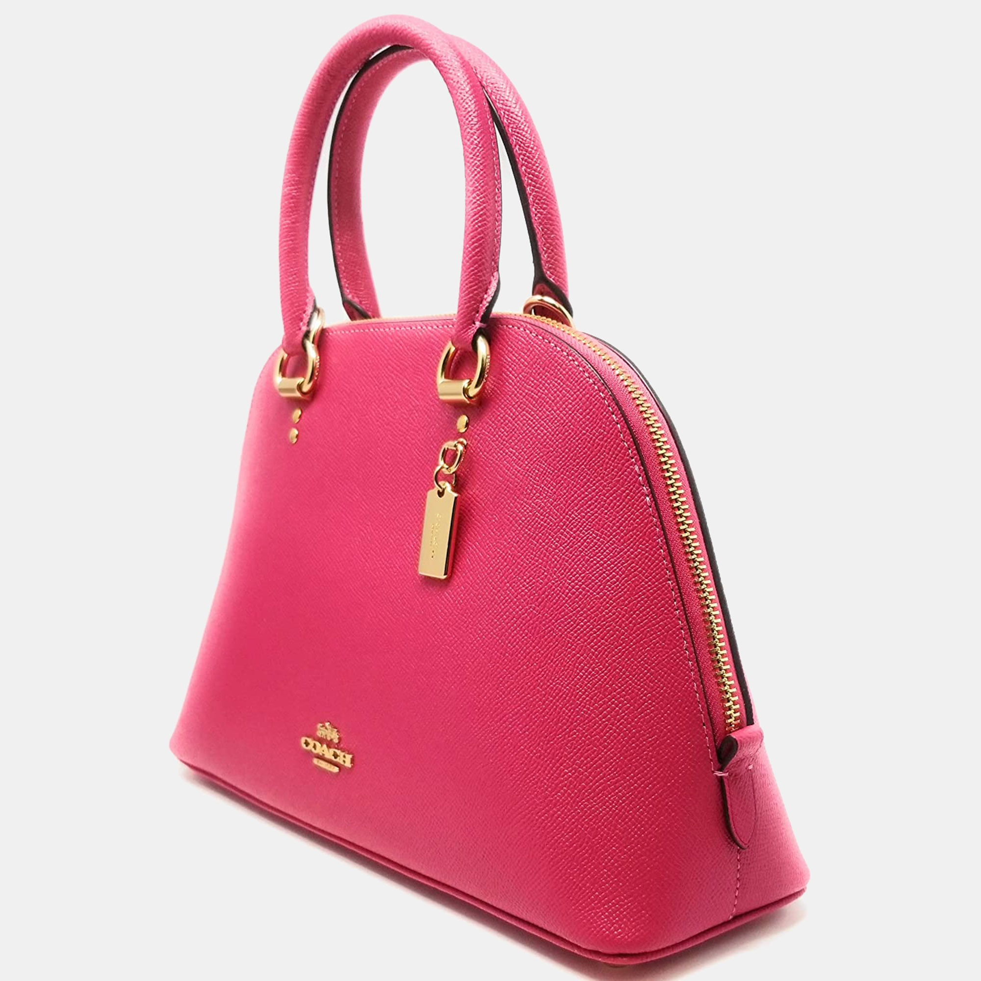 

Coach Pink/Beige Leather Signature Strap Katy Satchel