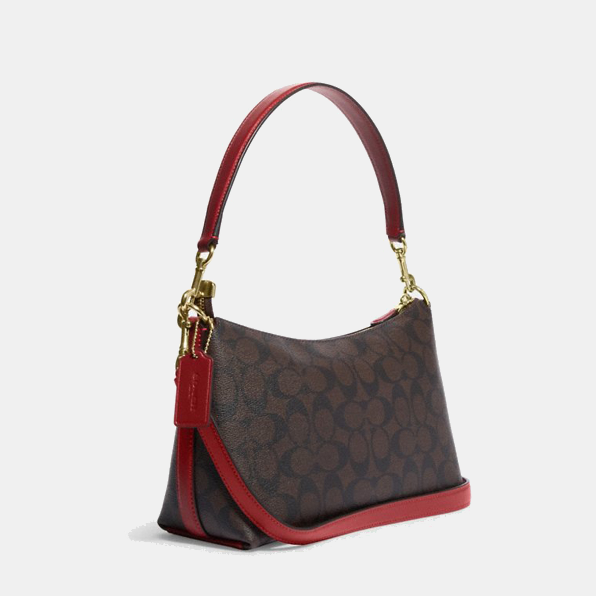 

Coach Brown/Red Signature Canvas Clara Shoulder Bag