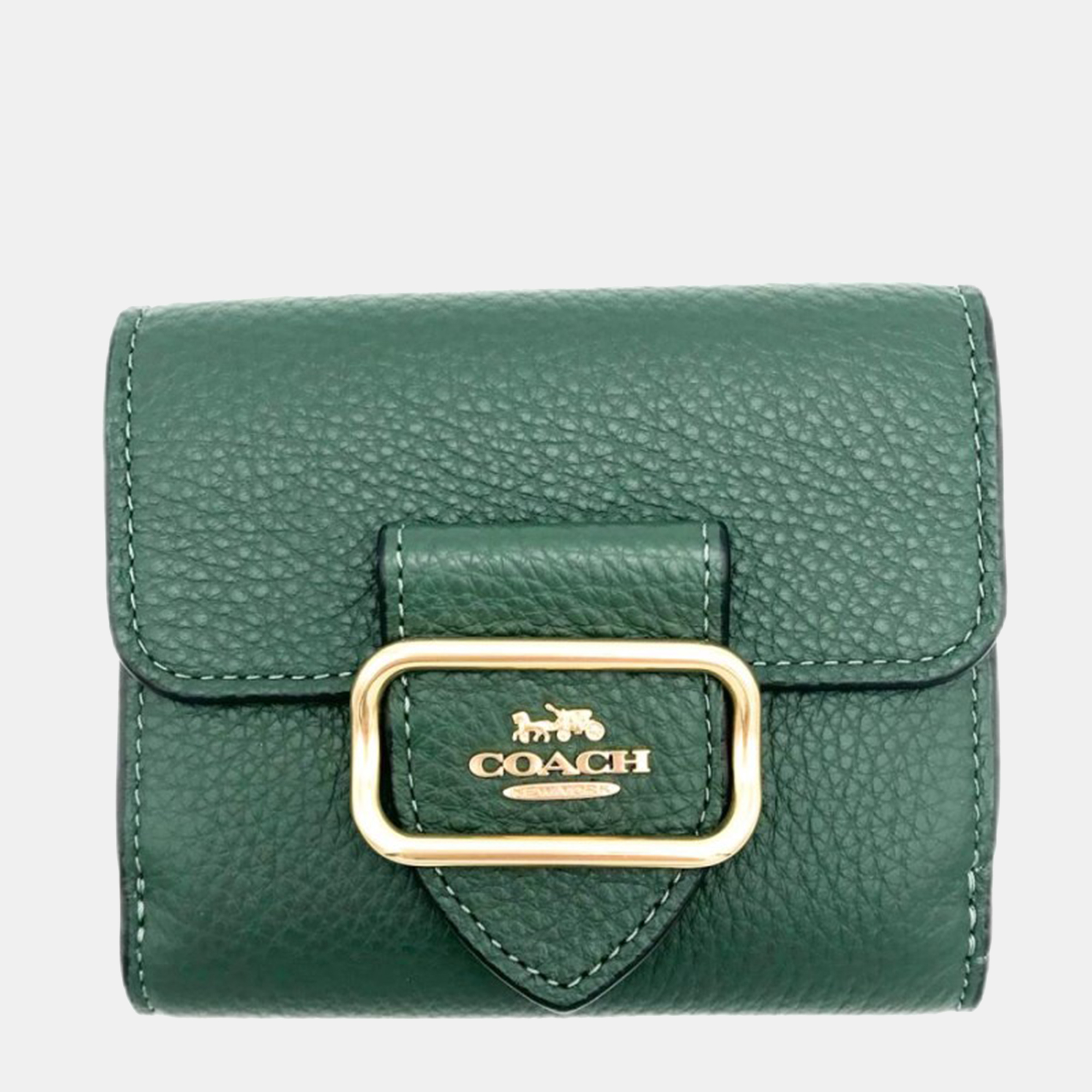 Pre-owned Coach Everglade Leather Small Morgan Wallet In Green