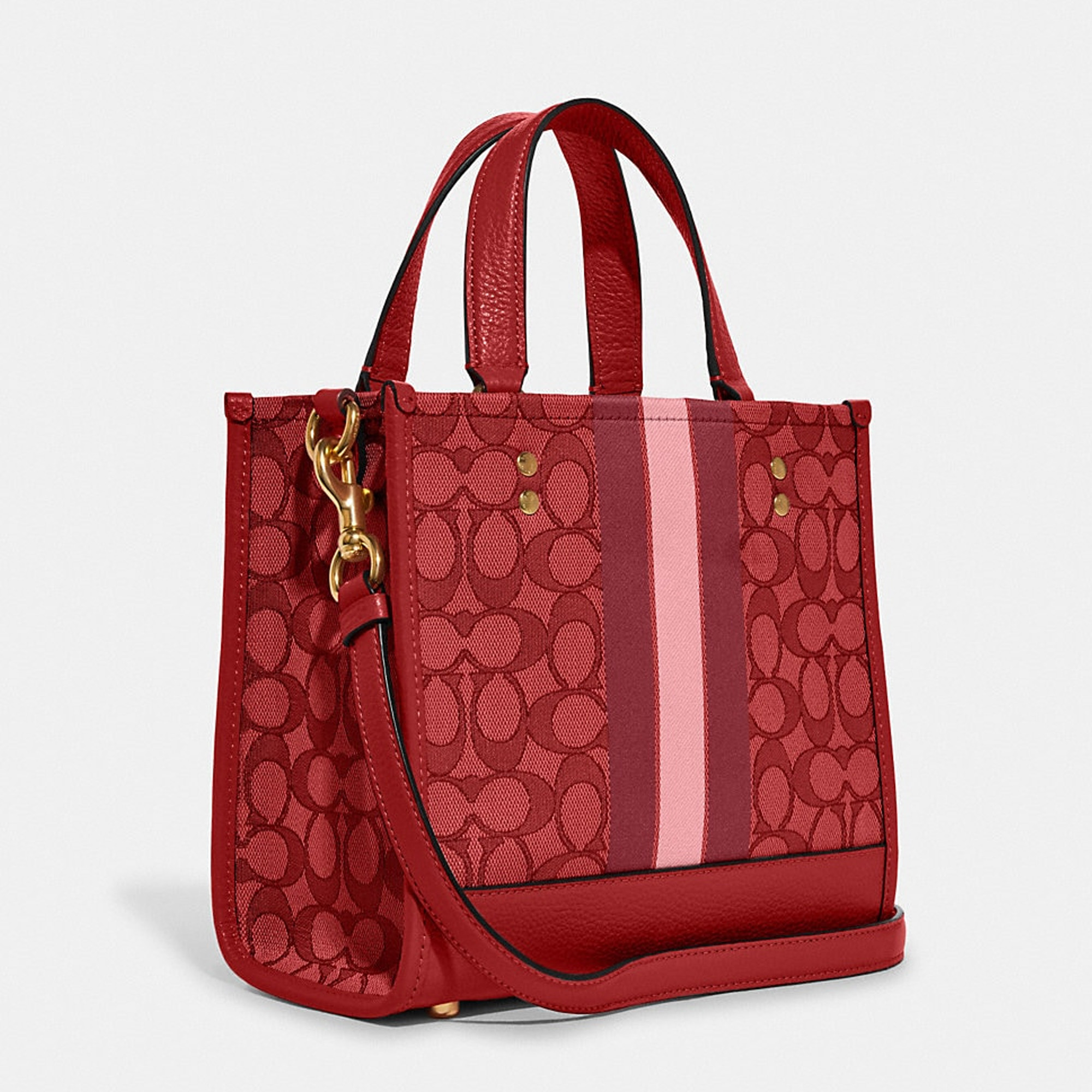 

Coach Red Apple Signature Jacquard and Leather Dempsey Carryall Tote
