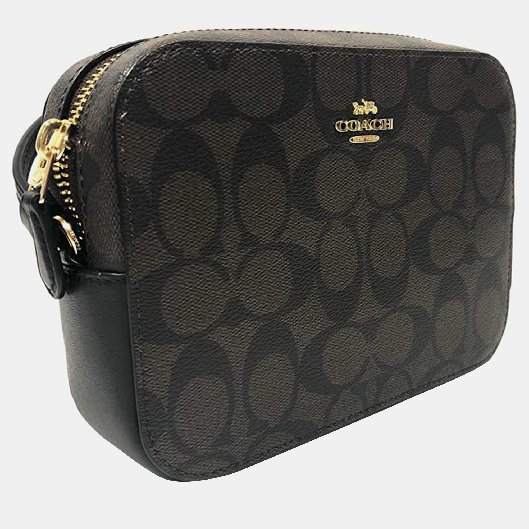 

Coach Brown/Black Signature Coated Canvas and Leather Mini Camera Bag