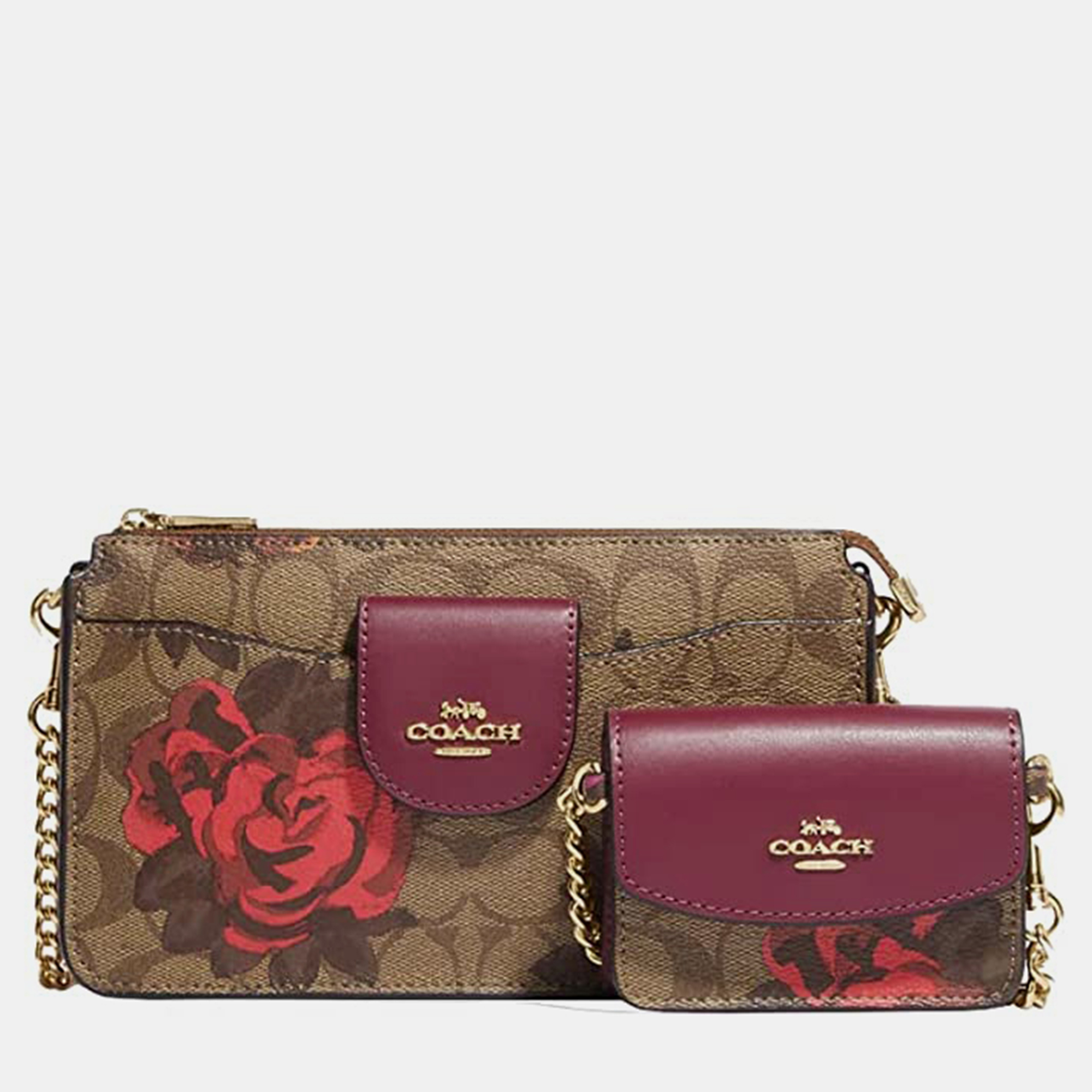 Coach Tan Signature Coated Canvas and Leather Poppy Crossbody Bag with Card  Case Coach | TLC