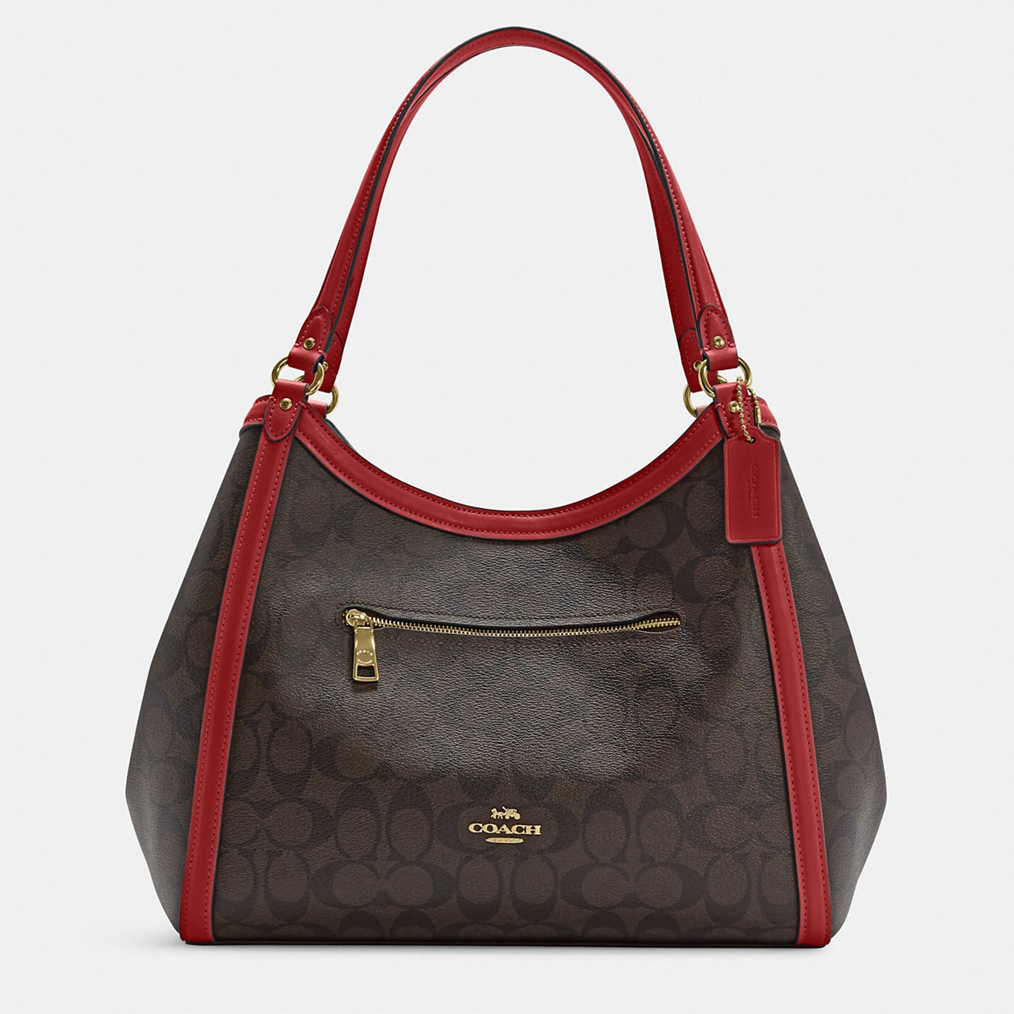 

Coach Red/Brown Signature Canvas Kristy Shoulder Bag