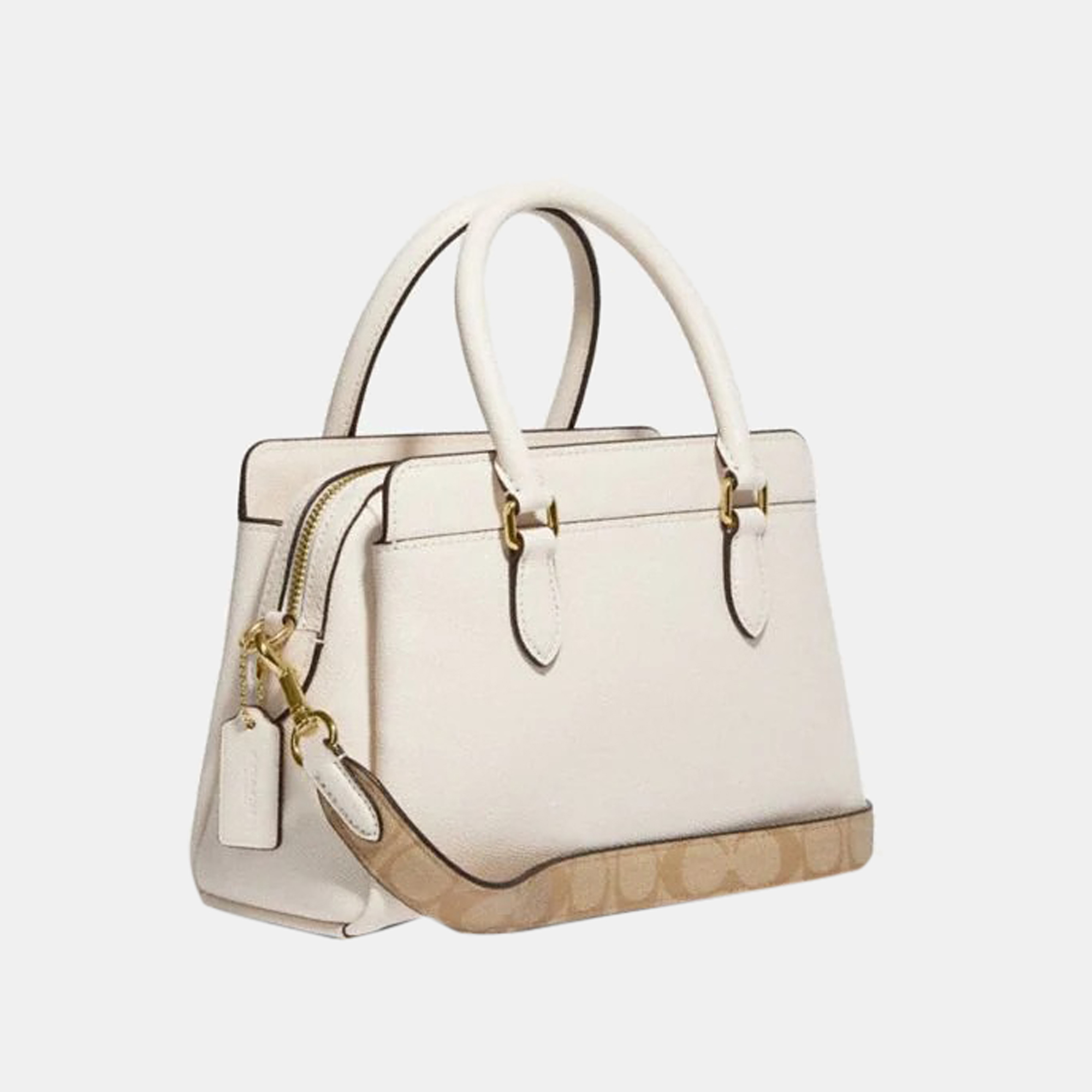 

Coach White/Beige - Signature Canvas & Leather - Mini Darcie Shoulder Bag