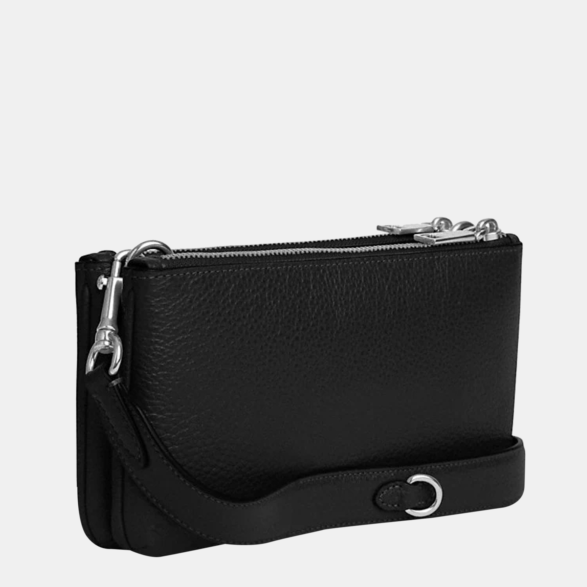 

Coach Black Leather Double Zip Crossbody Bag