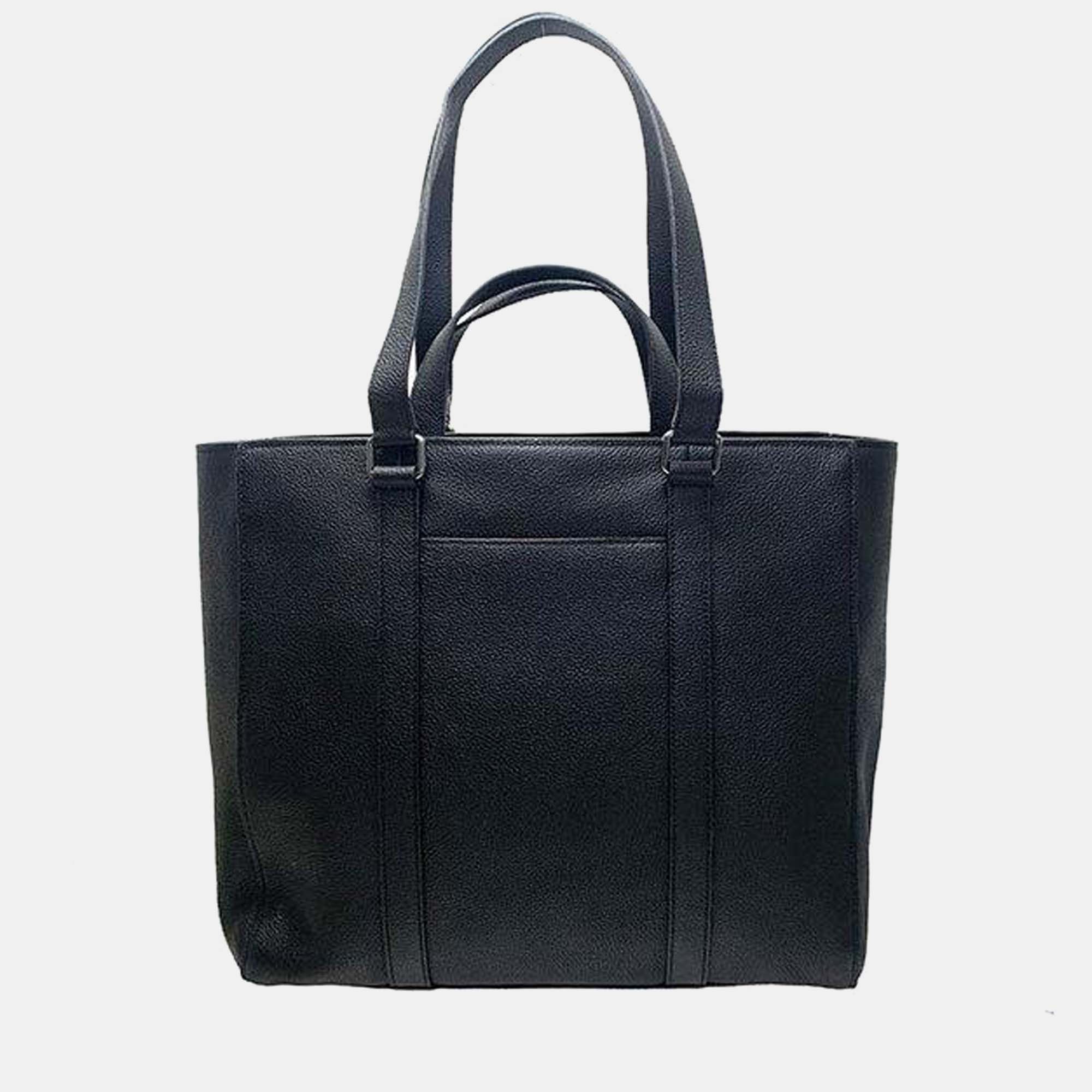 Pre-owned Coach Black - Leather - Double Handle Tote Bag