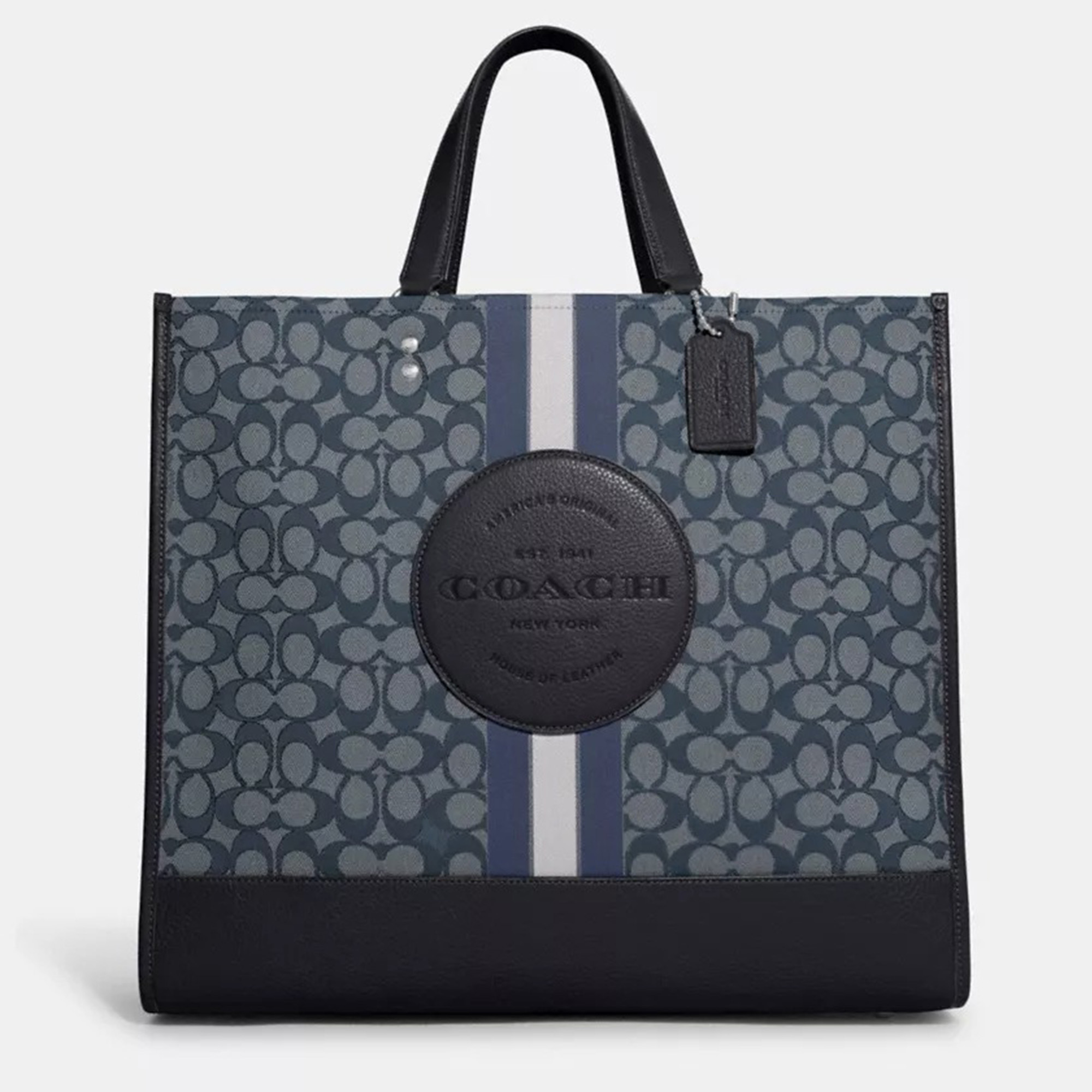 

Coach Blue Signature Jacquard and Leather Dempsey 40 Tote Bag