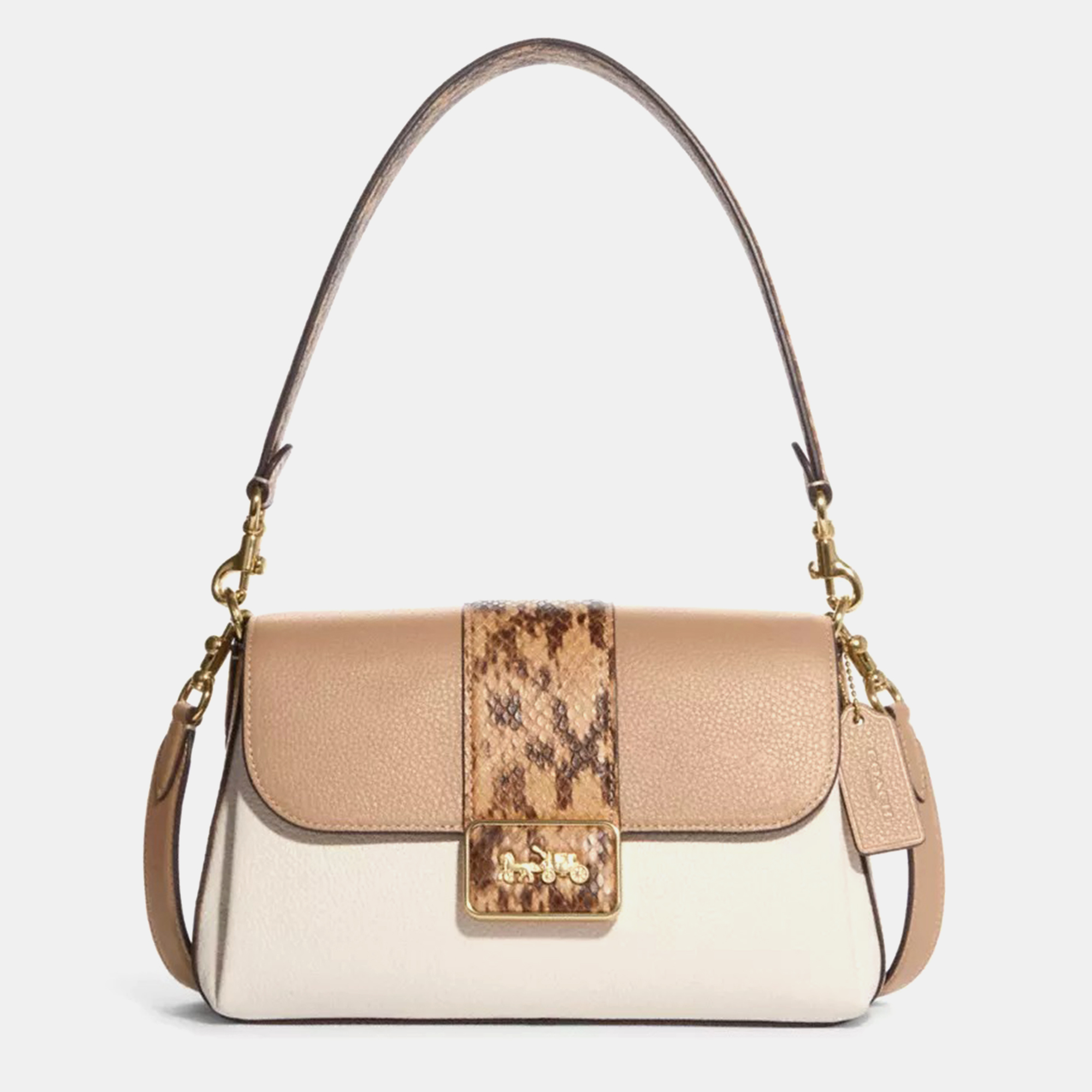 

Coach Beige Snake Embossed Leather Grace Shoulder Bag