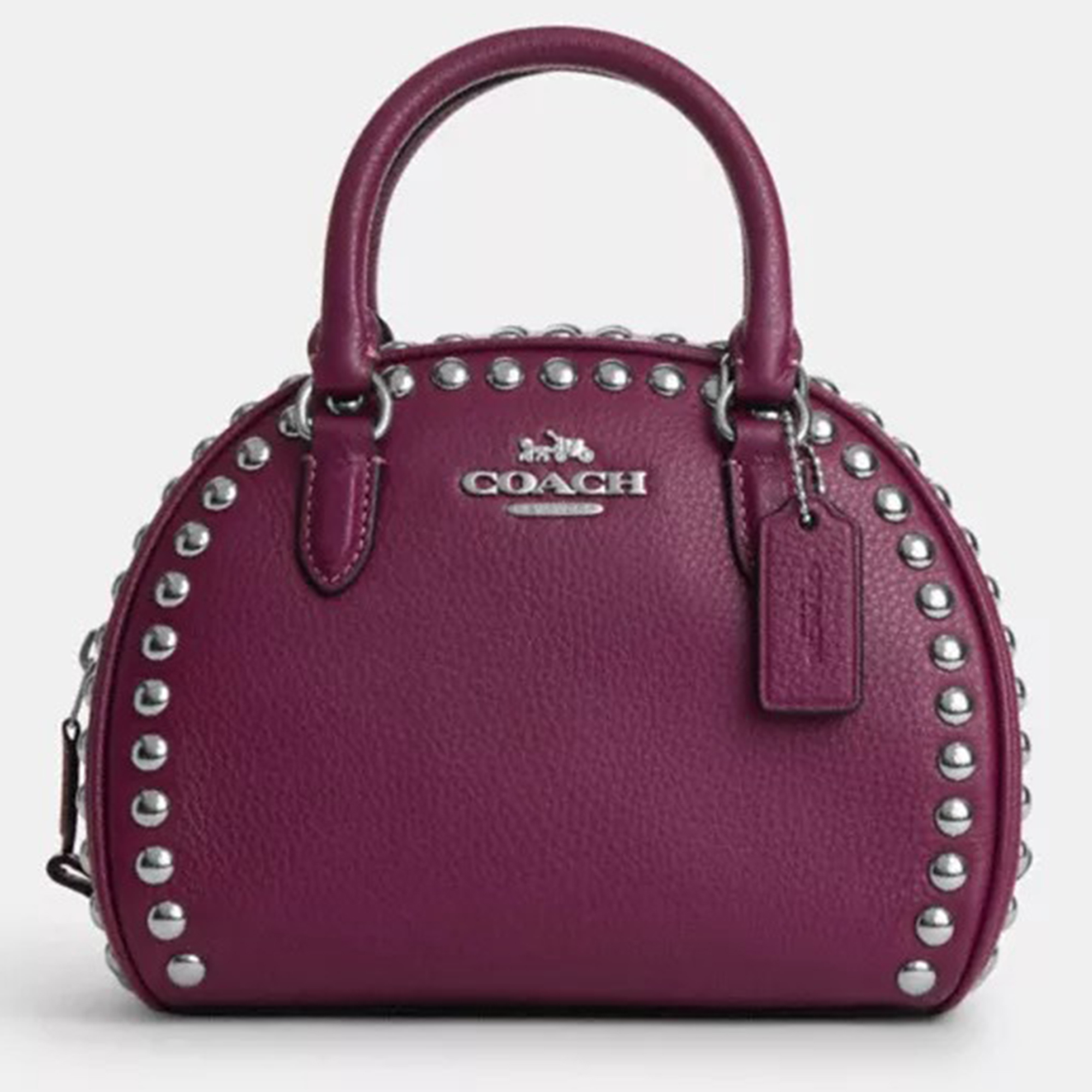 

Coach Burgundy Leather and Rivets Sydney Satchel Bag