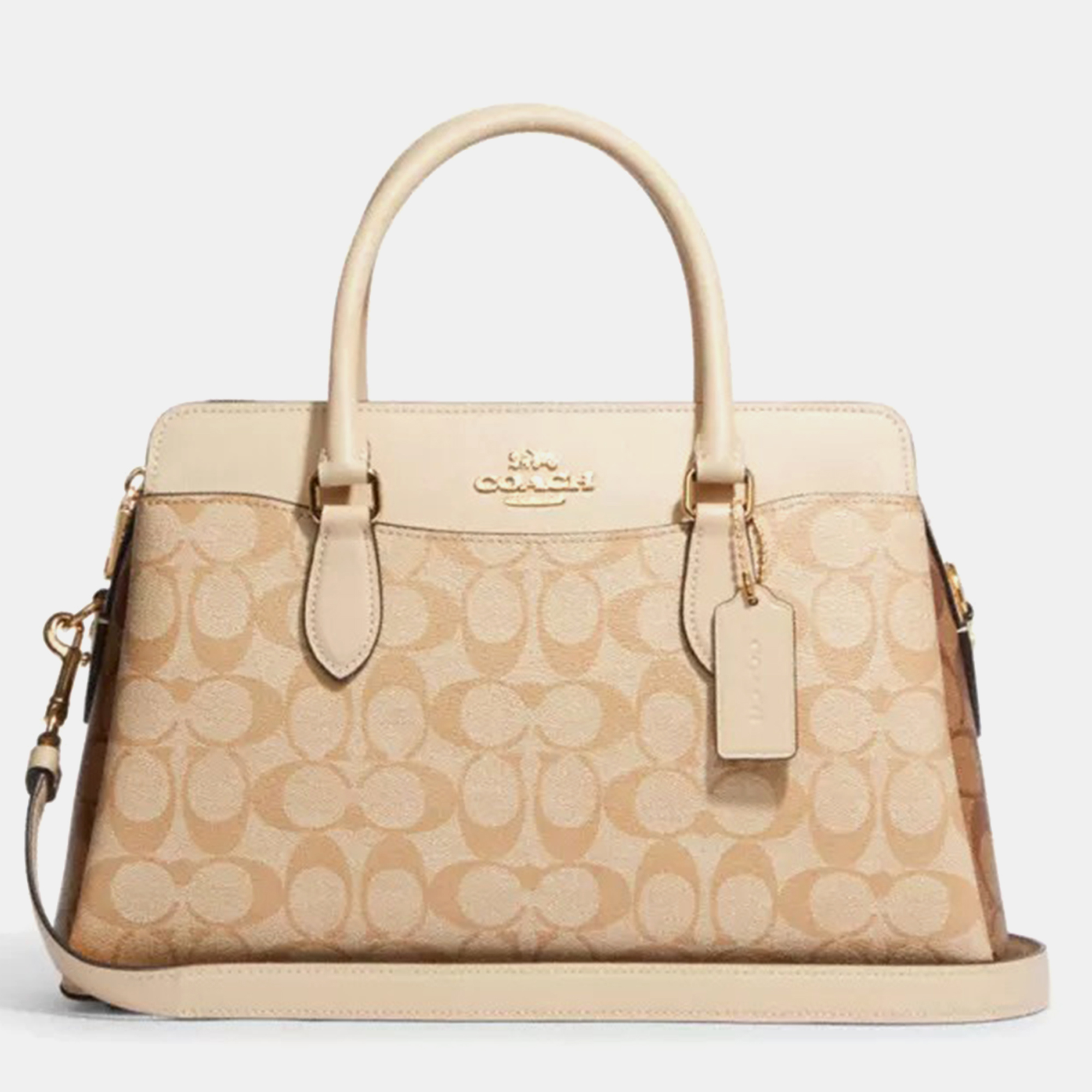 

Coach Beige Signature Canvas and Leather Darcie Carryall Bag