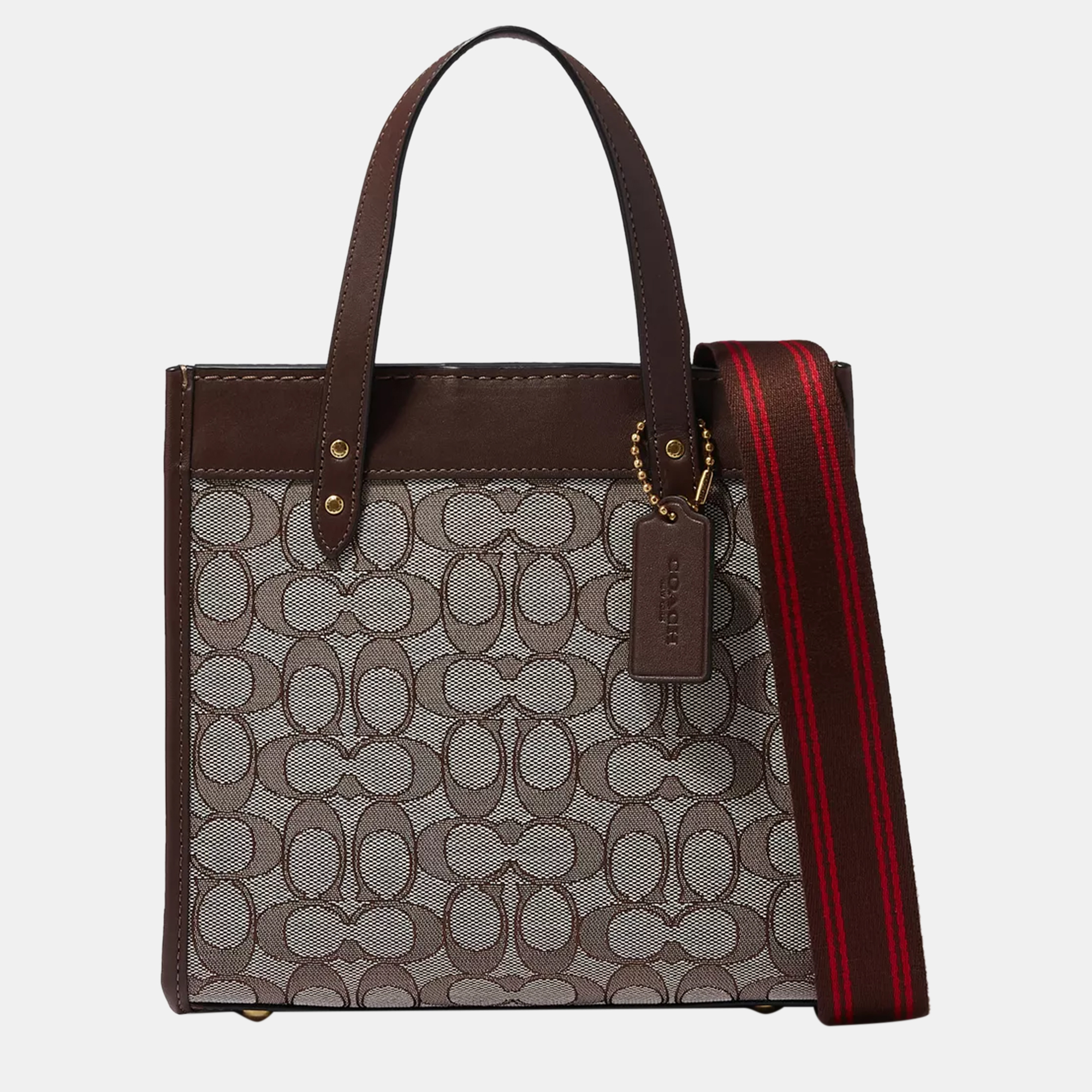Pre-owned Coach Brown Signature Jacquard Leather Tote