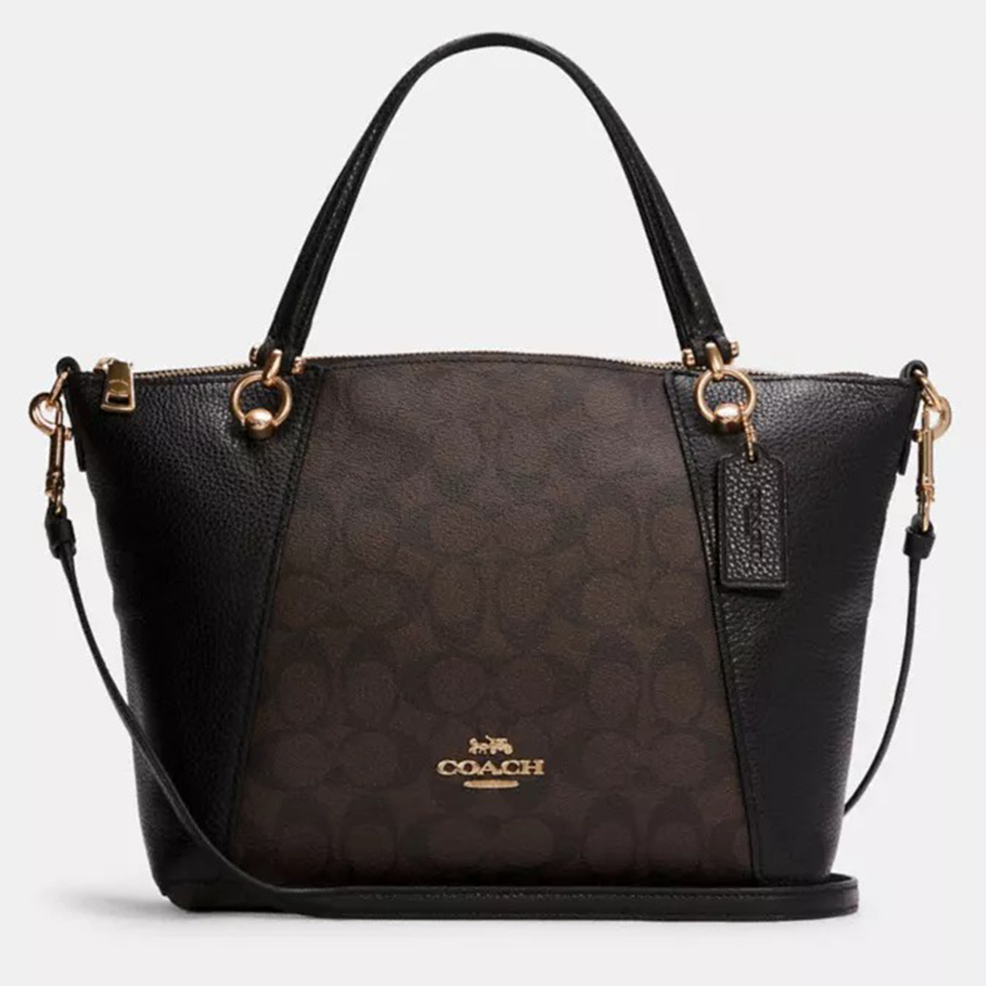 

Coach Brownblack Canvas Satchel, Black