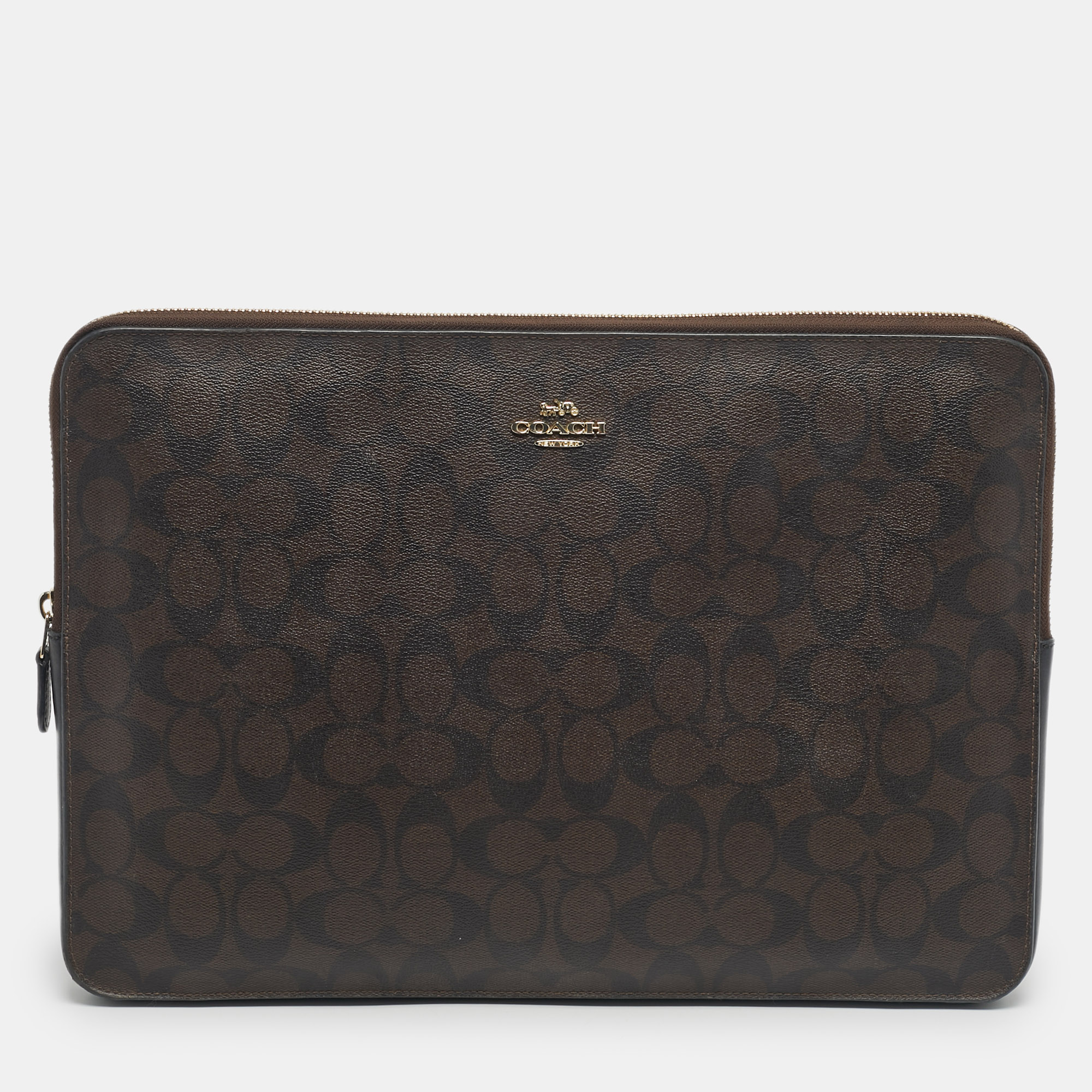 

Coach Brown/Black Signature Coated Canvas Laptop Case Sleeve