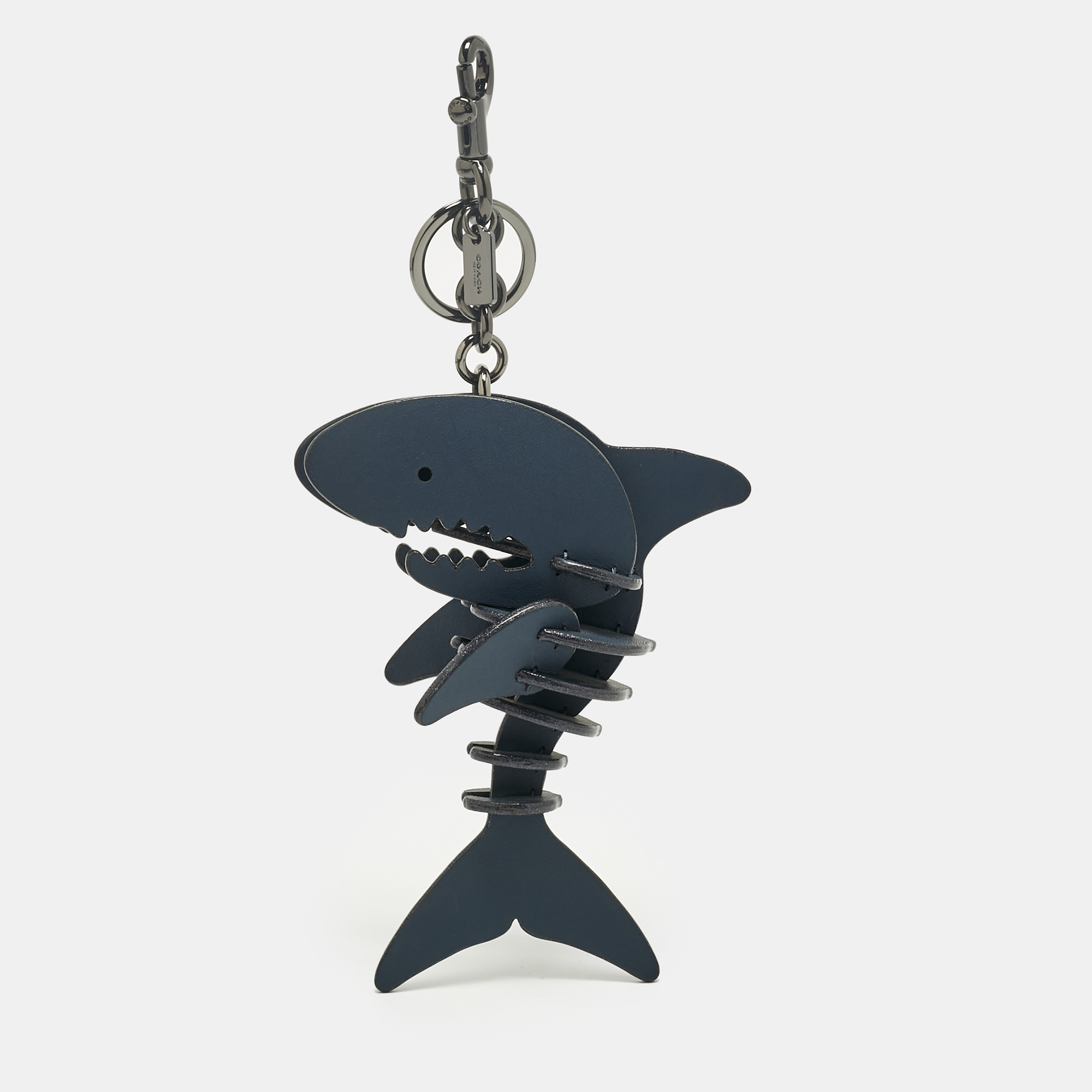 

Coach Navy Blue Leather Medium Sharky Bag Charm